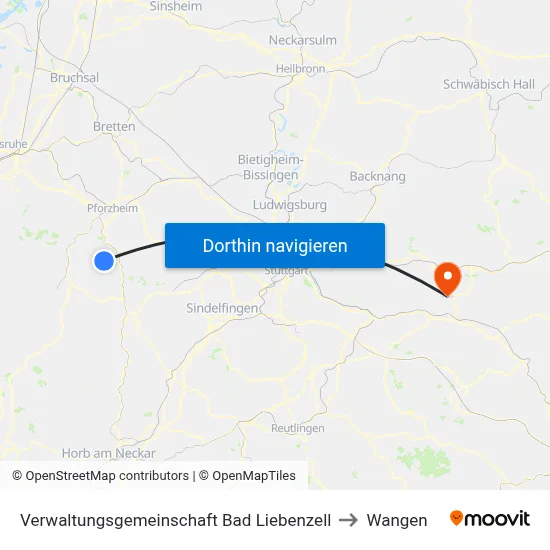 Verwaltungsgemeinschaft Bad Liebenzell to Wangen map