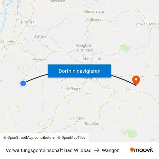 Verwaltungsgemeinschaft Bad Wildbad to Wangen map