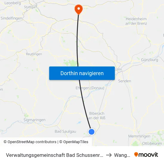 Verwaltungsgemeinschaft Bad Schussenried to Wangen map