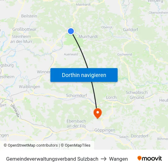 Gemeindeverwaltungsverband Sulzbach to Wangen map