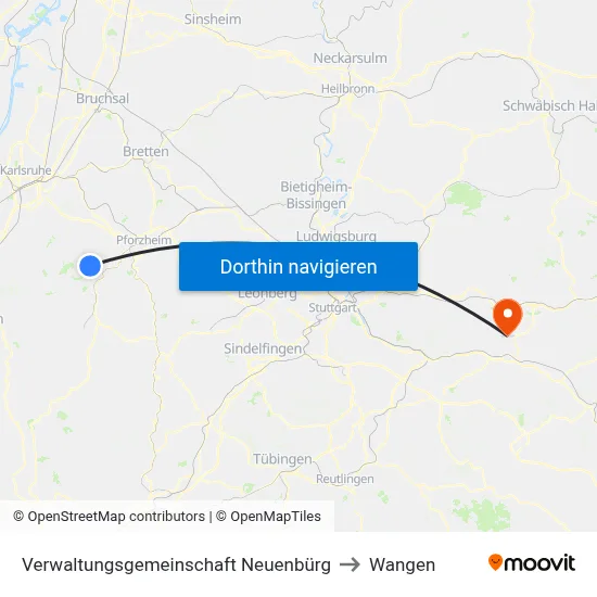 Verwaltungsgemeinschaft Neuenbürg to Wangen map