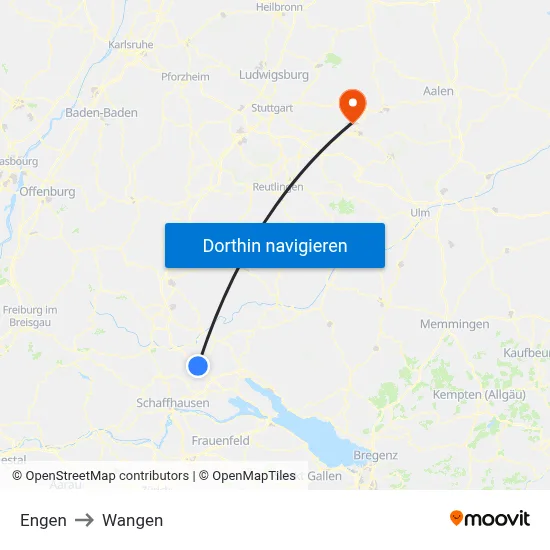 Engen to Wangen map