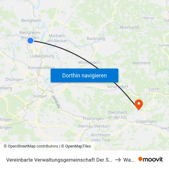 Vereinbarte Verwaltungsgemeinschaft Der Stadt Bietigheim-Bissingen to Wangen map