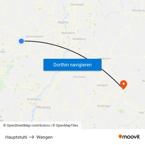Hauptstuhl to Wangen map