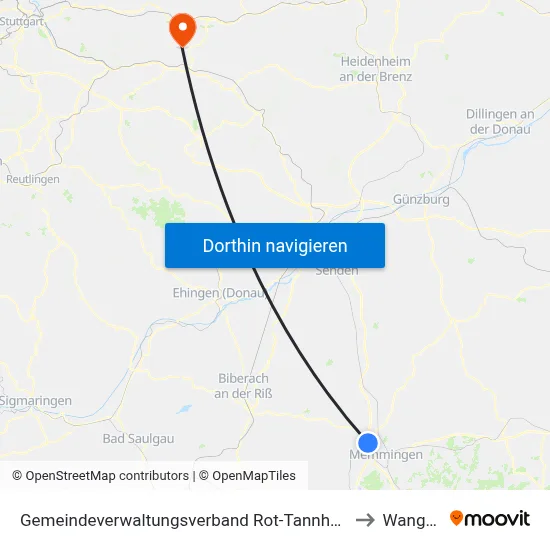 Gemeindeverwaltungsverband Rot-Tannheim to Wangen map
