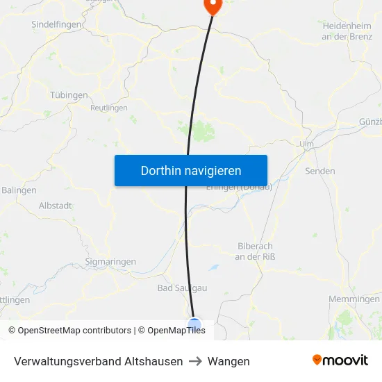 Verwaltungsverband Altshausen to Wangen map