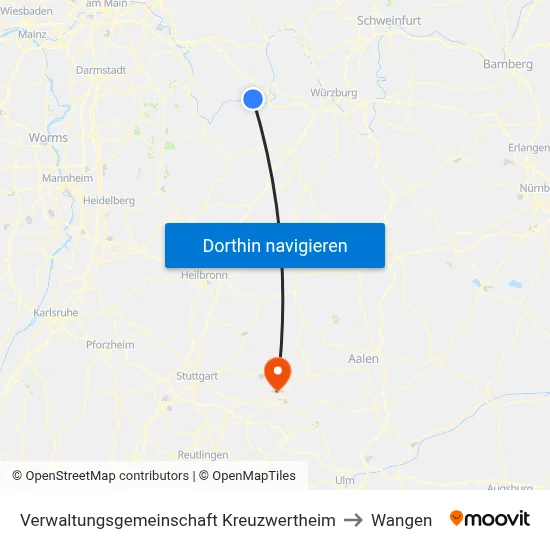 Verwaltungsgemeinschaft Kreuzwertheim to Wangen map