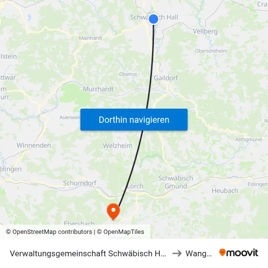 Verwaltungsgemeinschaft Schwäbisch Hall to Wangen map
