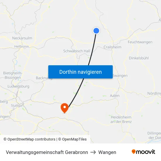 Verwaltungsgemeinschaft Gerabronn to Wangen map