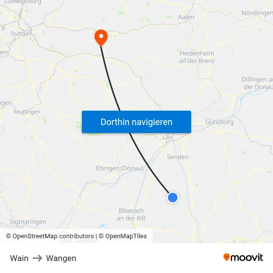 Wain to Wangen map