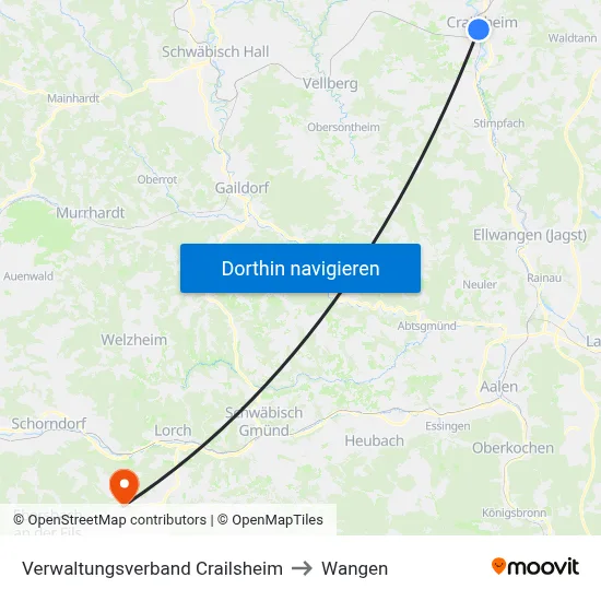 Verwaltungsverband Crailsheim to Wangen map