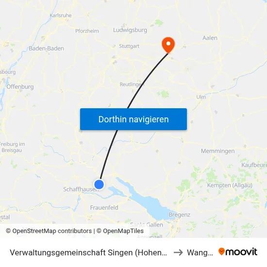 Verwaltungsgemeinschaft Singen (Hohentwiel) to Wangen map