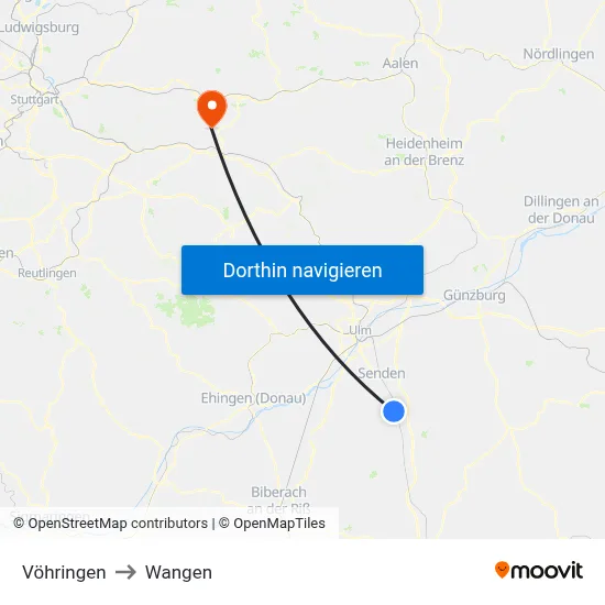 Vöhringen to Wangen map