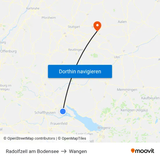 Radolfzell am Bodensee to Wangen map