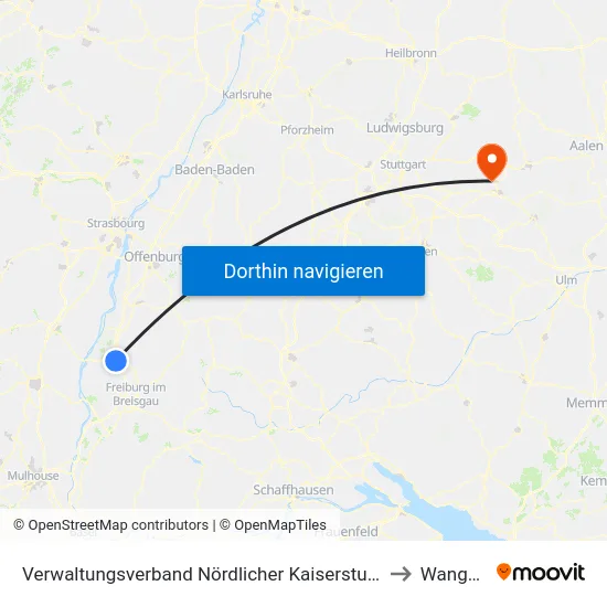 Verwaltungsverband Nördlicher Kaiserstuhl to Wangen map
