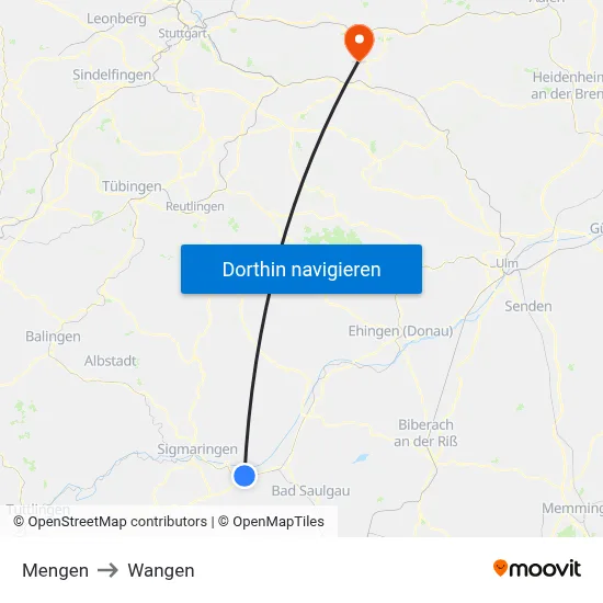 Mengen to Wangen map