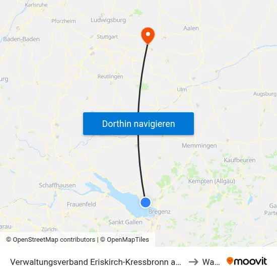 Verwaltungsverband Eriskirch-Kressbronn am Bodensee-Langenargen to Wangen map