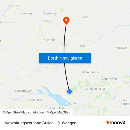 Verwaltungsverband Gullen to Wangen map