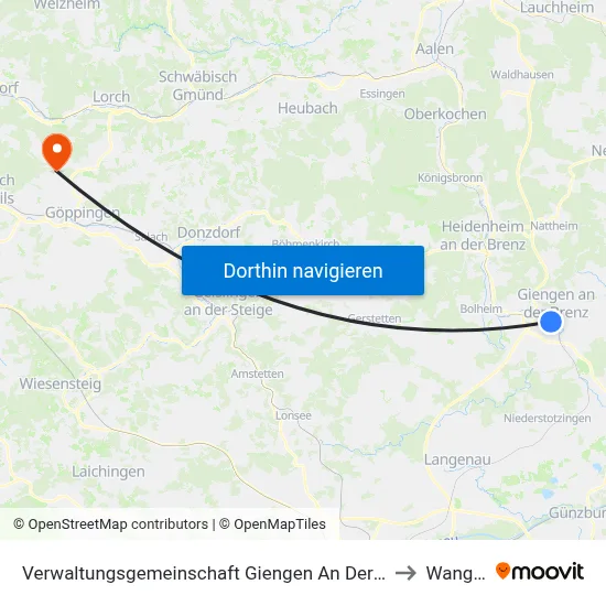 Verwaltungsgemeinschaft Giengen An Der Brenz to Wangen map