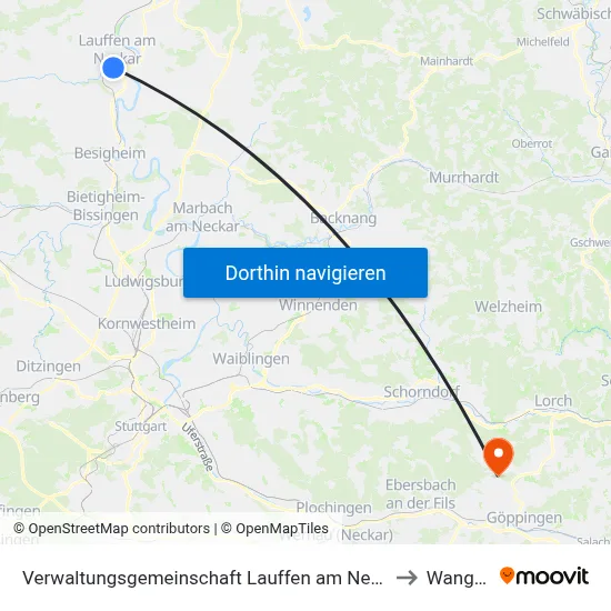Verwaltungsgemeinschaft Lauffen am Neckar to Wangen map