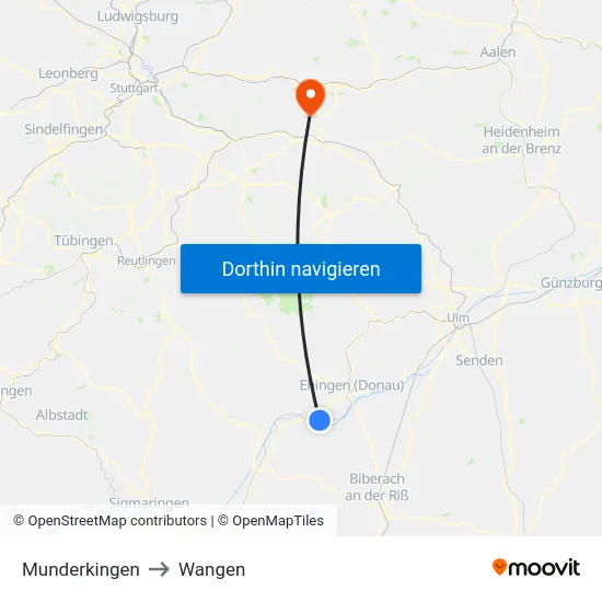 Munderkingen to Wangen map
