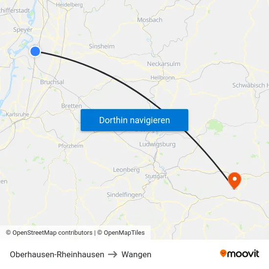 Oberhausen-Rheinhausen to Wangen map