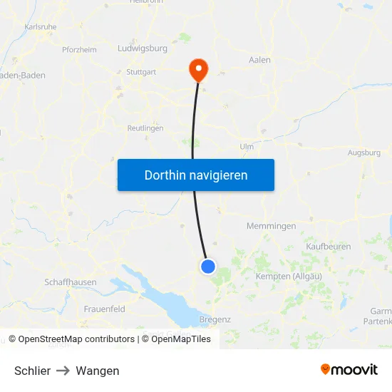 Schlier to Wangen map