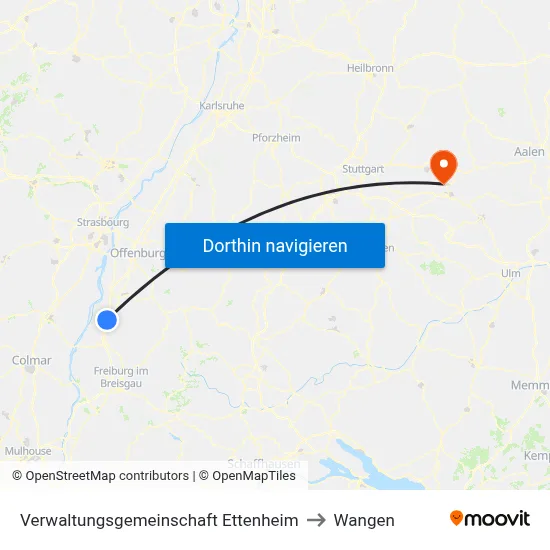 Verwaltungsgemeinschaft Ettenheim to Wangen map