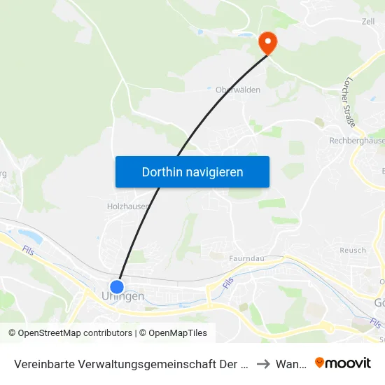 Vereinbarte Verwaltungsgemeinschaft Der Stadt Uhingen to Wangen map