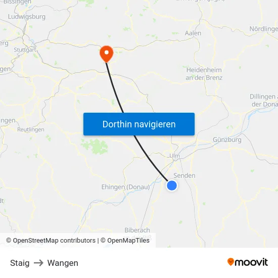 Staig to Wangen map