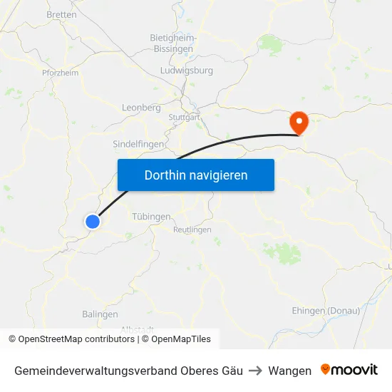 Gemeindeverwaltungsverband Oberes Gäu to Wangen map