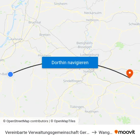 Vereinbarte Verwaltungsgemeinschaft Gernsbach to Wangen map