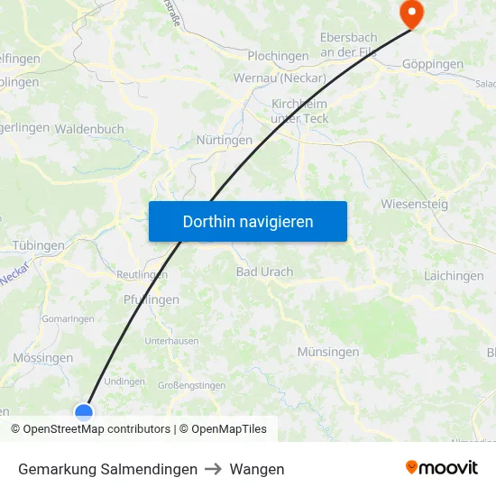 Gemarkung Salmendingen to Wangen map