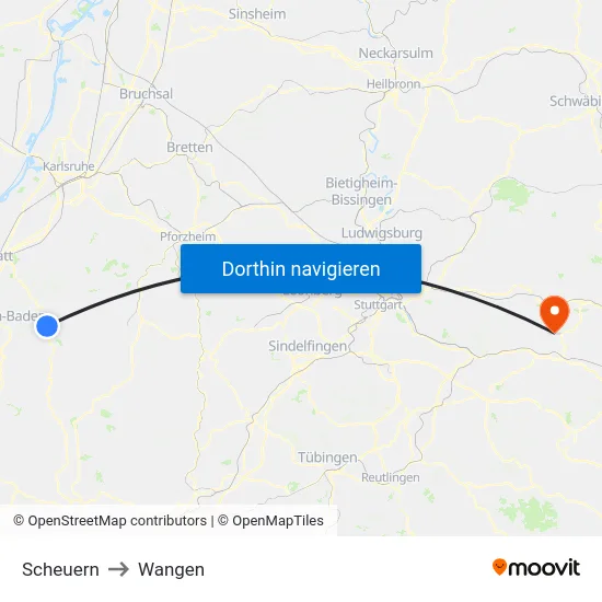 Scheuern to Wangen map