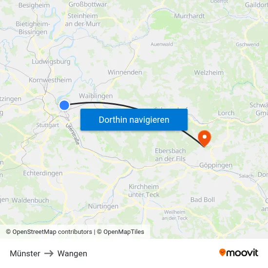 Münster to Wangen map