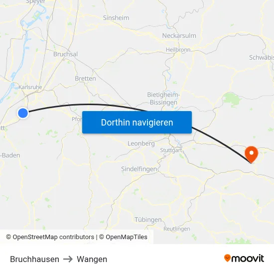 Bruchhausen to Wangen map