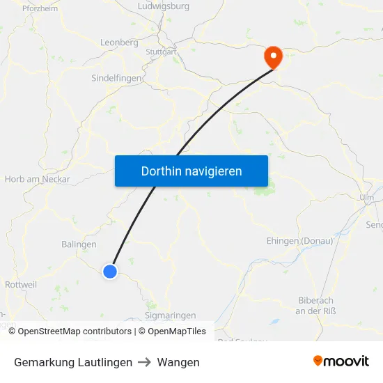 Gemarkung Lautlingen to Wangen map
