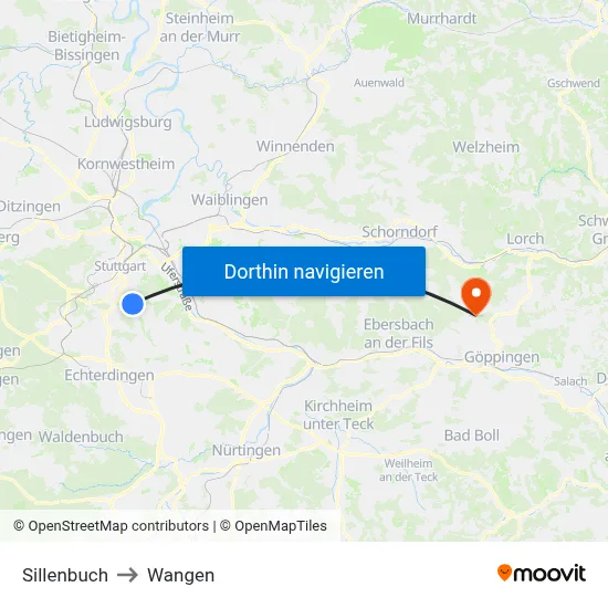Sillenbuch to Wangen map