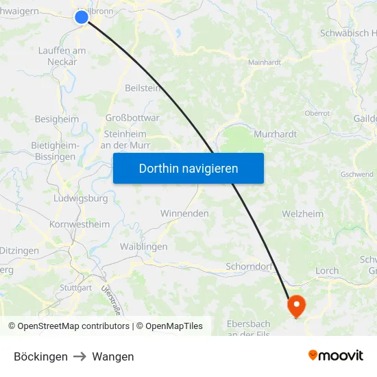 Böckingen to Wangen map