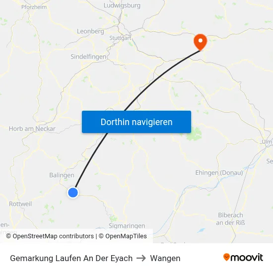 Gemarkung Laufen An Der Eyach to Wangen map