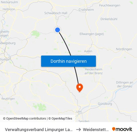Verwaltungsverband Limpurger Land to Weidenstetten map