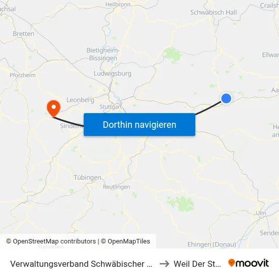 Verwaltungsverband Schwäbischer Wald to Weil Der Stadt map