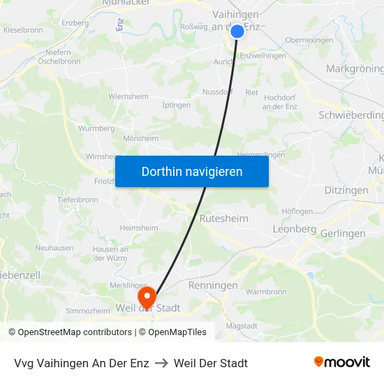 Vvg Vaihingen An Der Enz to Weil Der Stadt map