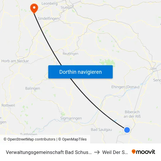Verwaltungsgemeinschaft Bad Schussenried to Weil Der Stadt map