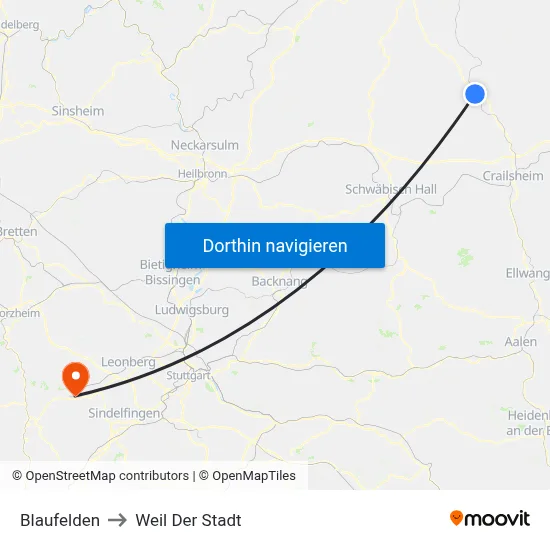 Blaufelden to Weil Der Stadt map