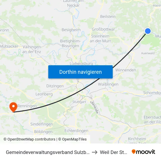 Gemeindeverwaltungsverband Sulzbach to Weil Der Stadt map