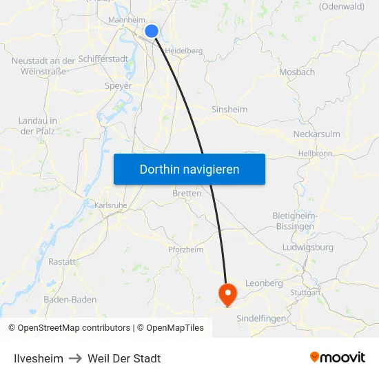 Ilvesheim to Weil Der Stadt map
