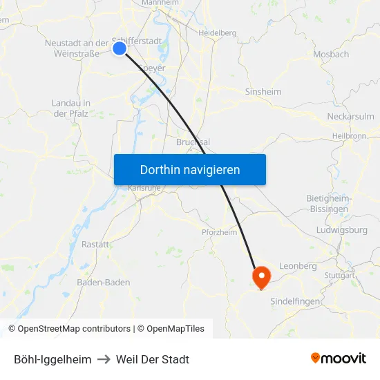 Böhl-Iggelheim to Weil Der Stadt map