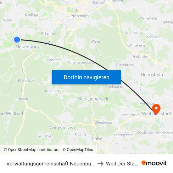 Verwaltungsgemeinschaft Neuenbürg to Weil Der Stadt map