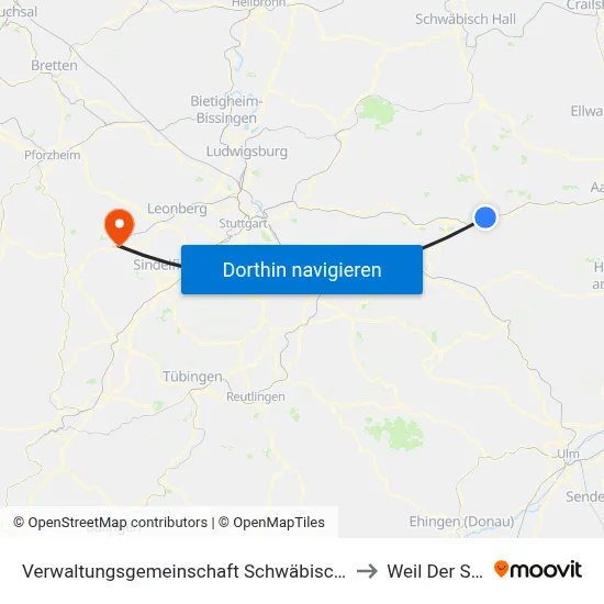Verwaltungsgemeinschaft Schwäbisch Gmünd to Weil Der Stadt map